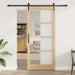 Skyvedør Naturlig og svart 93 x 211 cm Massivt furutre og glass