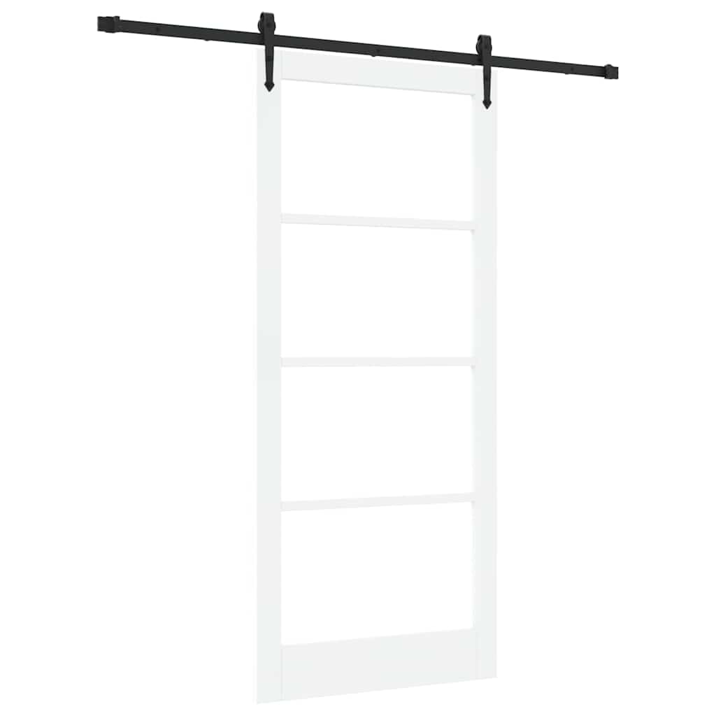 Skyvedør Hvit og svart 93 x 211 cm Massivt furutre og glass