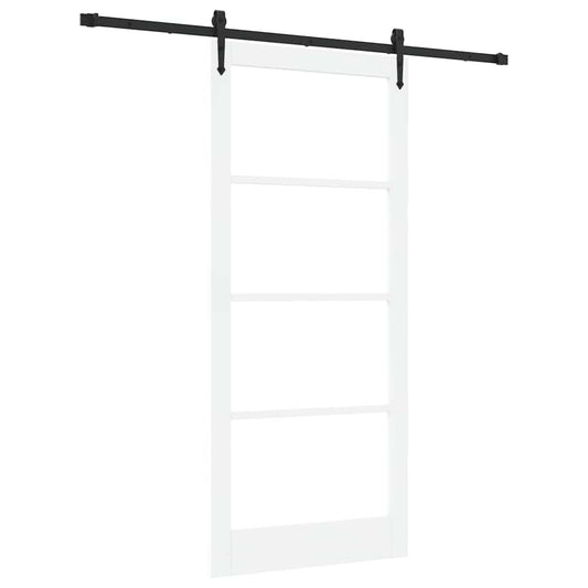 Skyvedør Hvit og svart 93 x 211 cm Massivt furutre og glass