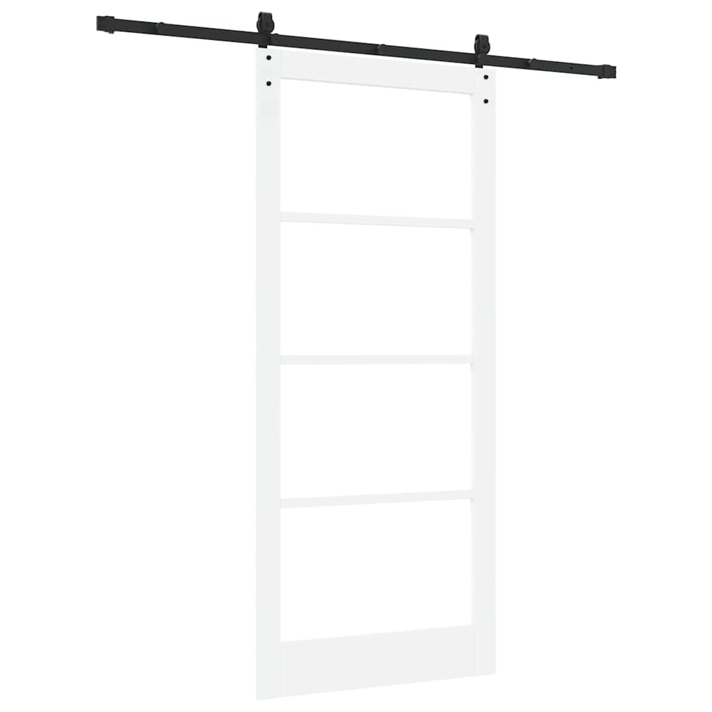 Skyvedør Hvit og svart 93 x 211 cm Massivt furutre og glass