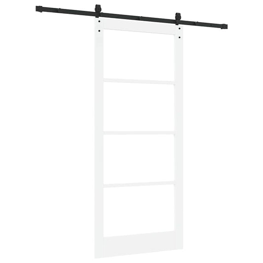 Skyvedør Hvit og svart 93 x 211 cm Massivt furutre og glass
