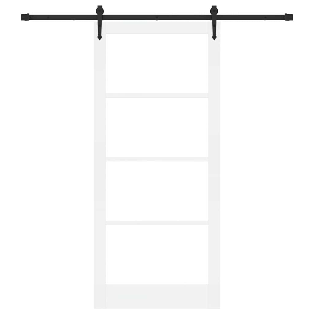 Skyvedør Hvit og svart 93 x 211 cm Massivt furutre og glass