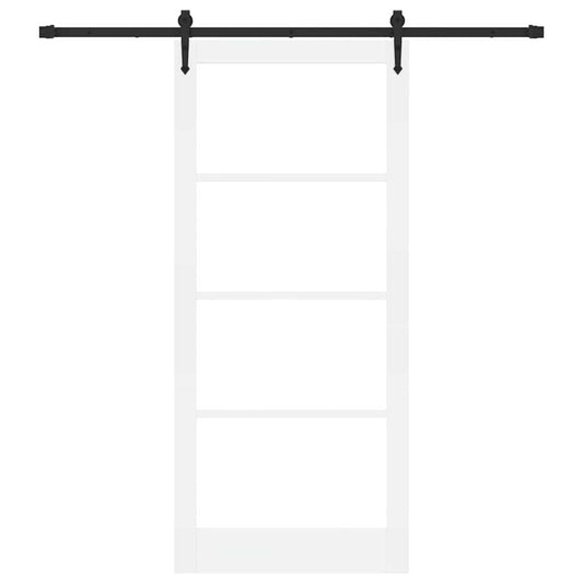 Skyvedør Hvit og svart 93 x 211 cm Massivt furutre og glass