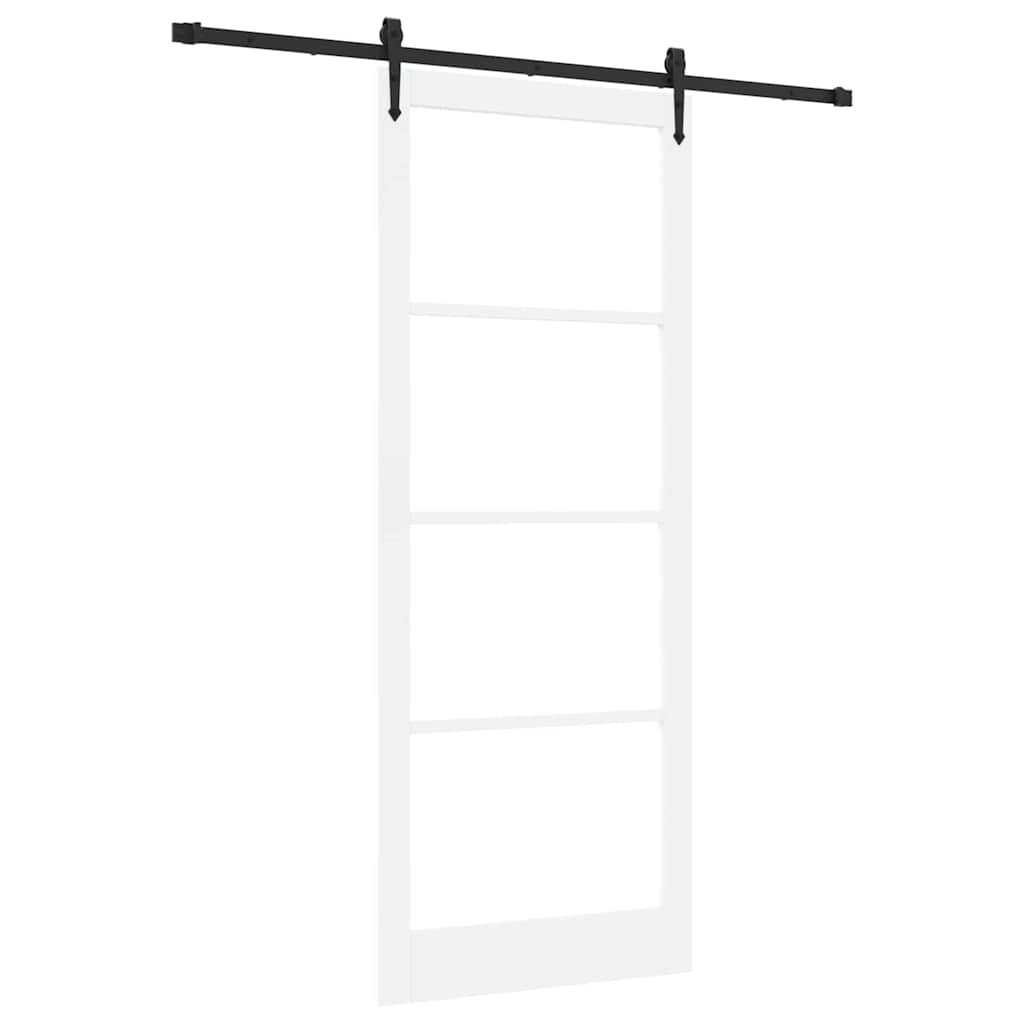 Skyvedør Hvit og svart 93 x 232 cm Massivt furutre og glass