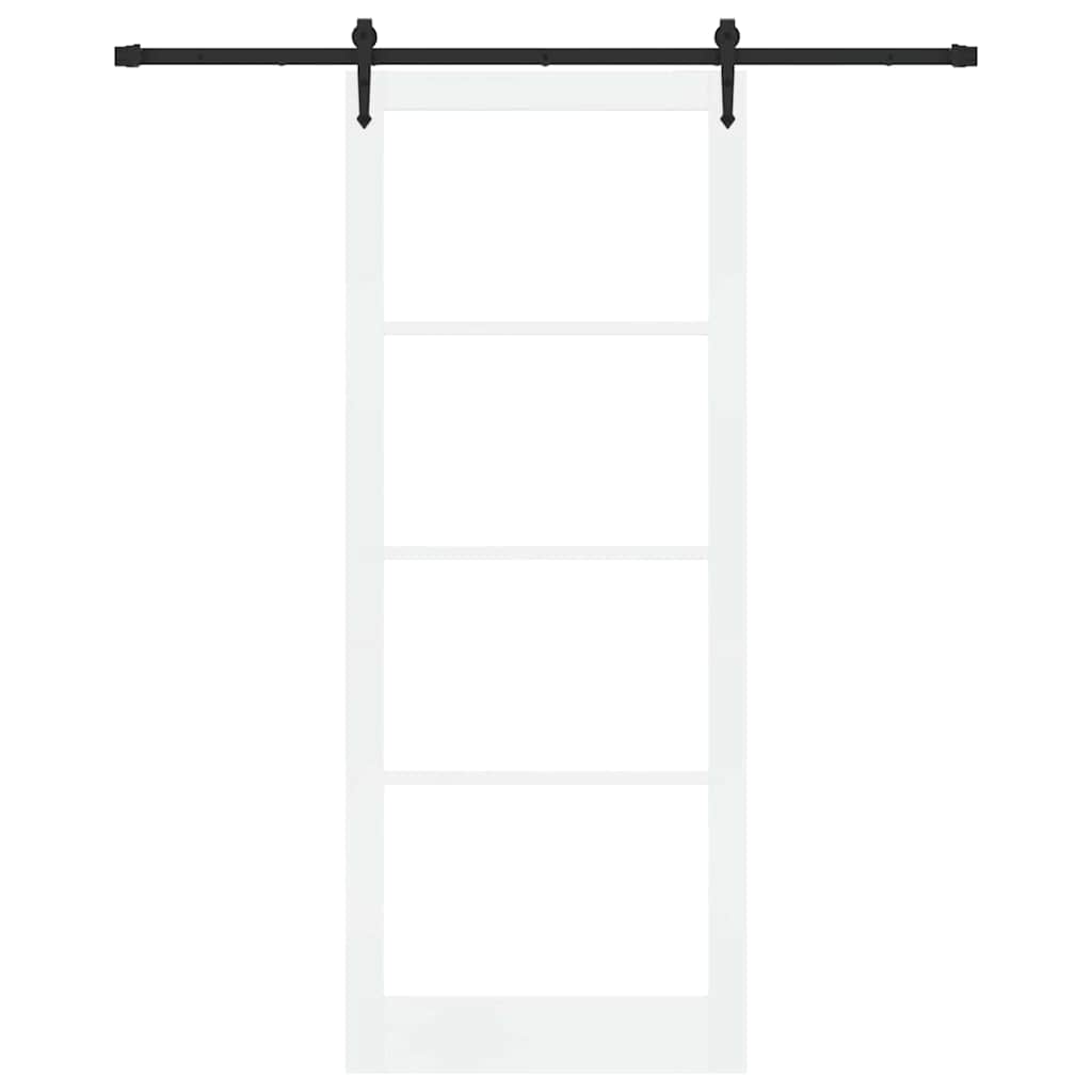 Skyvedør Hvit og svart 93 x 232 cm Massivt furutre og glass