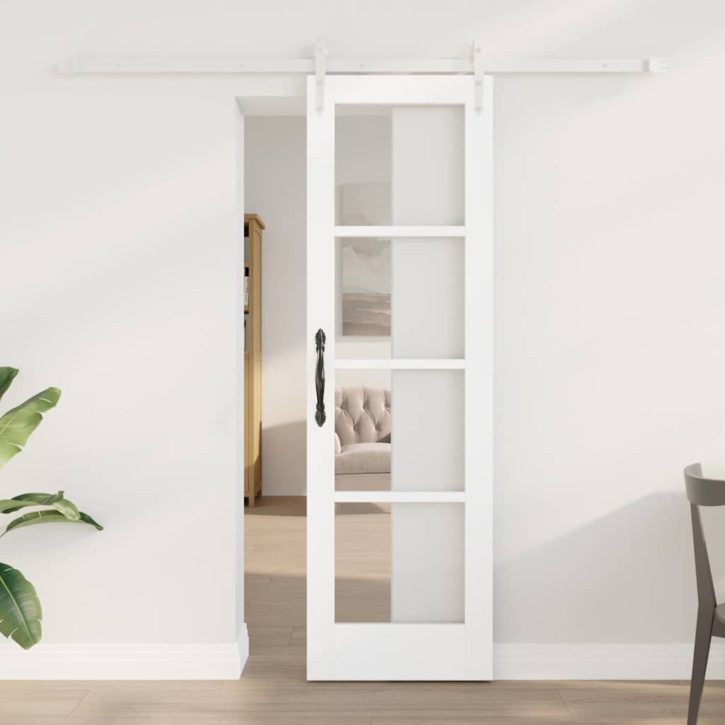 Skyvedør Hvit 61 x 198,5 cm Massivt furutre og glass