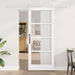 Skyvedør 83 x 202 cm Massivt furutre og glass Hvit
