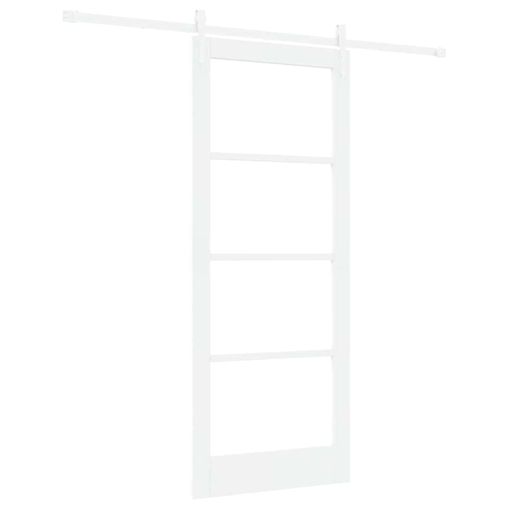 Skyvedør 83 x 202 cm Massivt furutre og glass Hvit