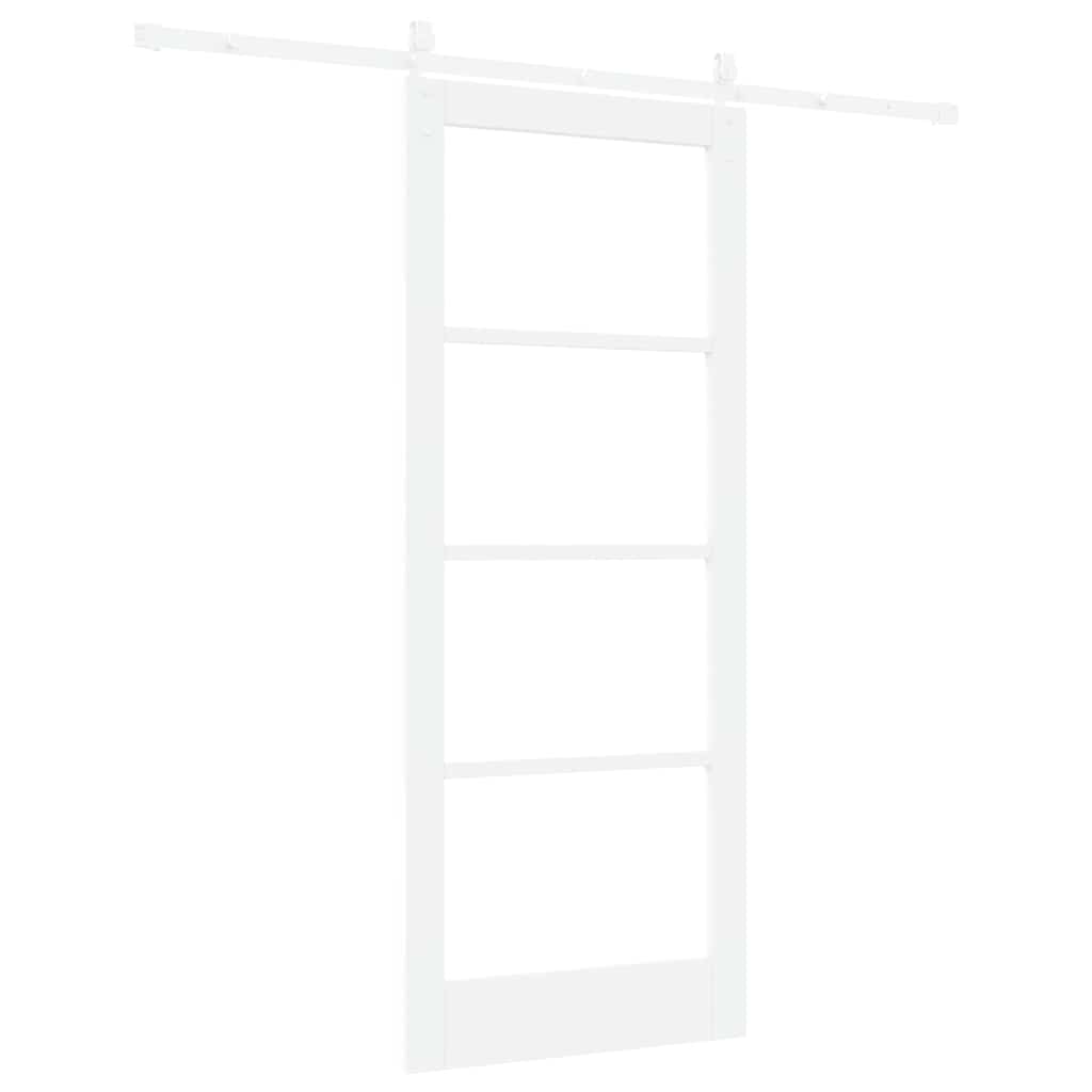 Skyvedør 83 x 202 cm Massivt furutre og glass Hvit