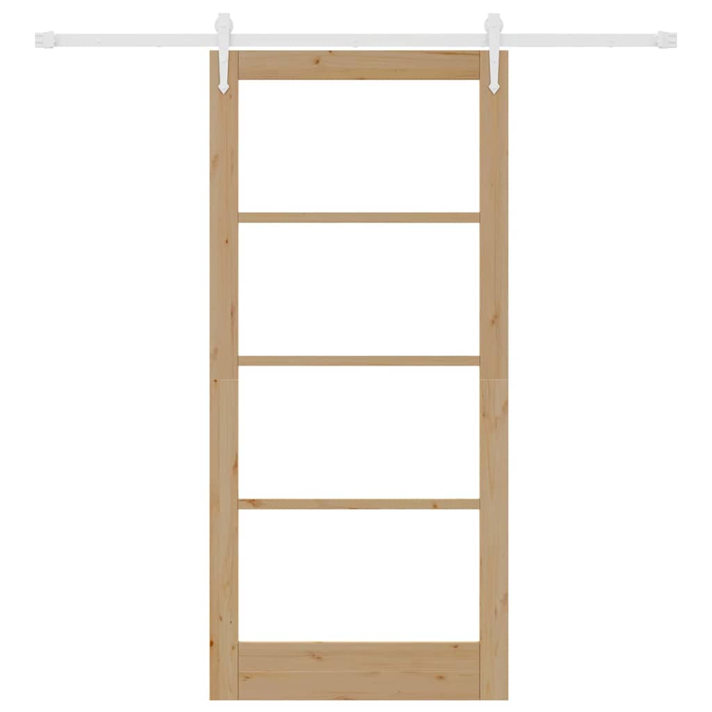 Skyvedør Naturlig 93 x 202 cm Massivt furutre og glass
