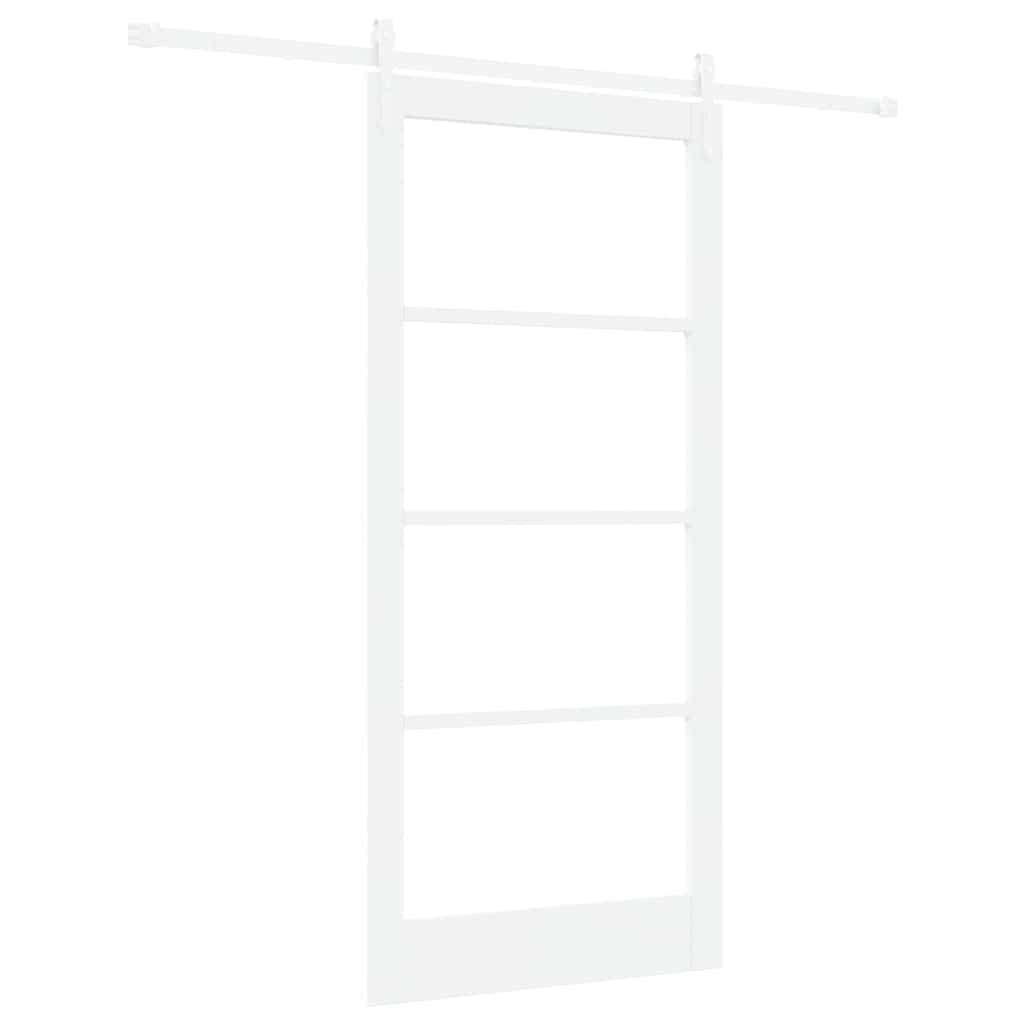 Skyvedør Hvit 93 x 202 cm Massivt furutre og glass