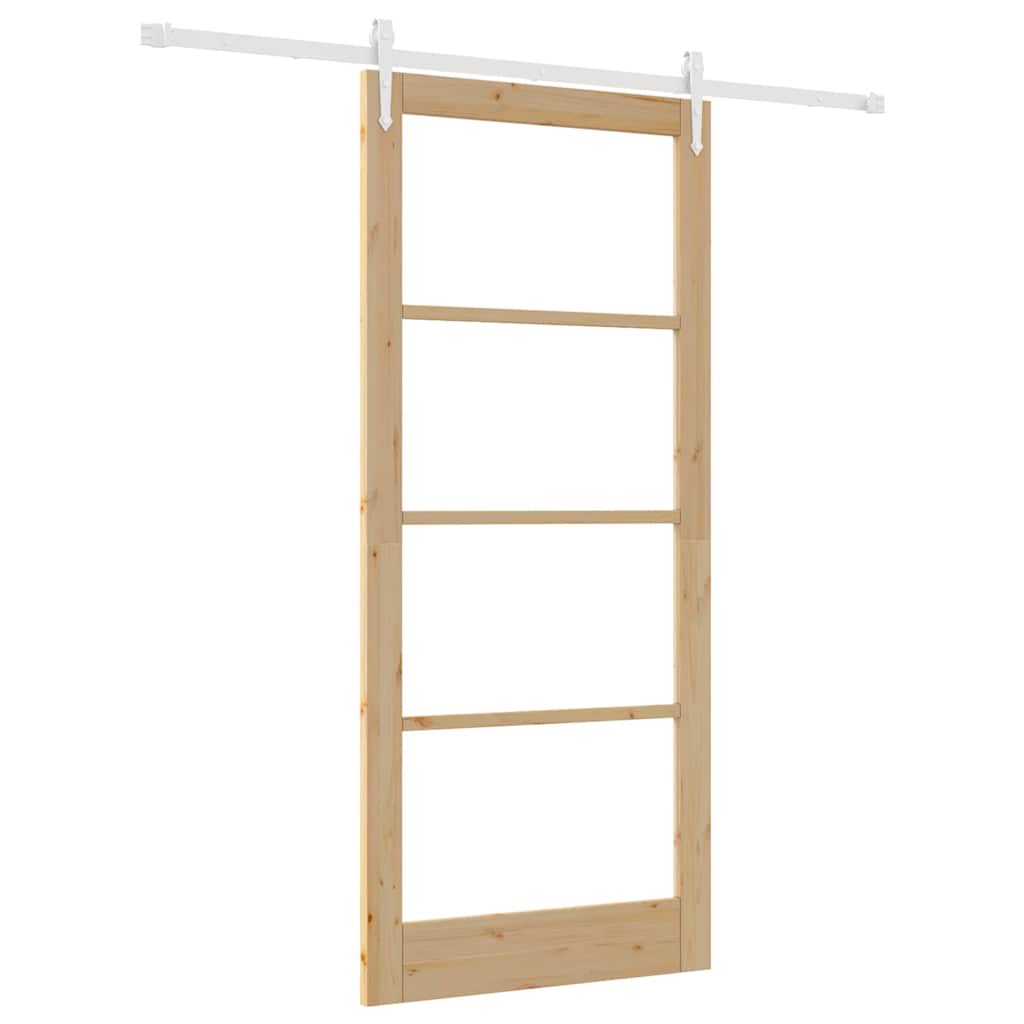 Skyvedør Naturlig 93 x 211 cm Massivt furutre og glass