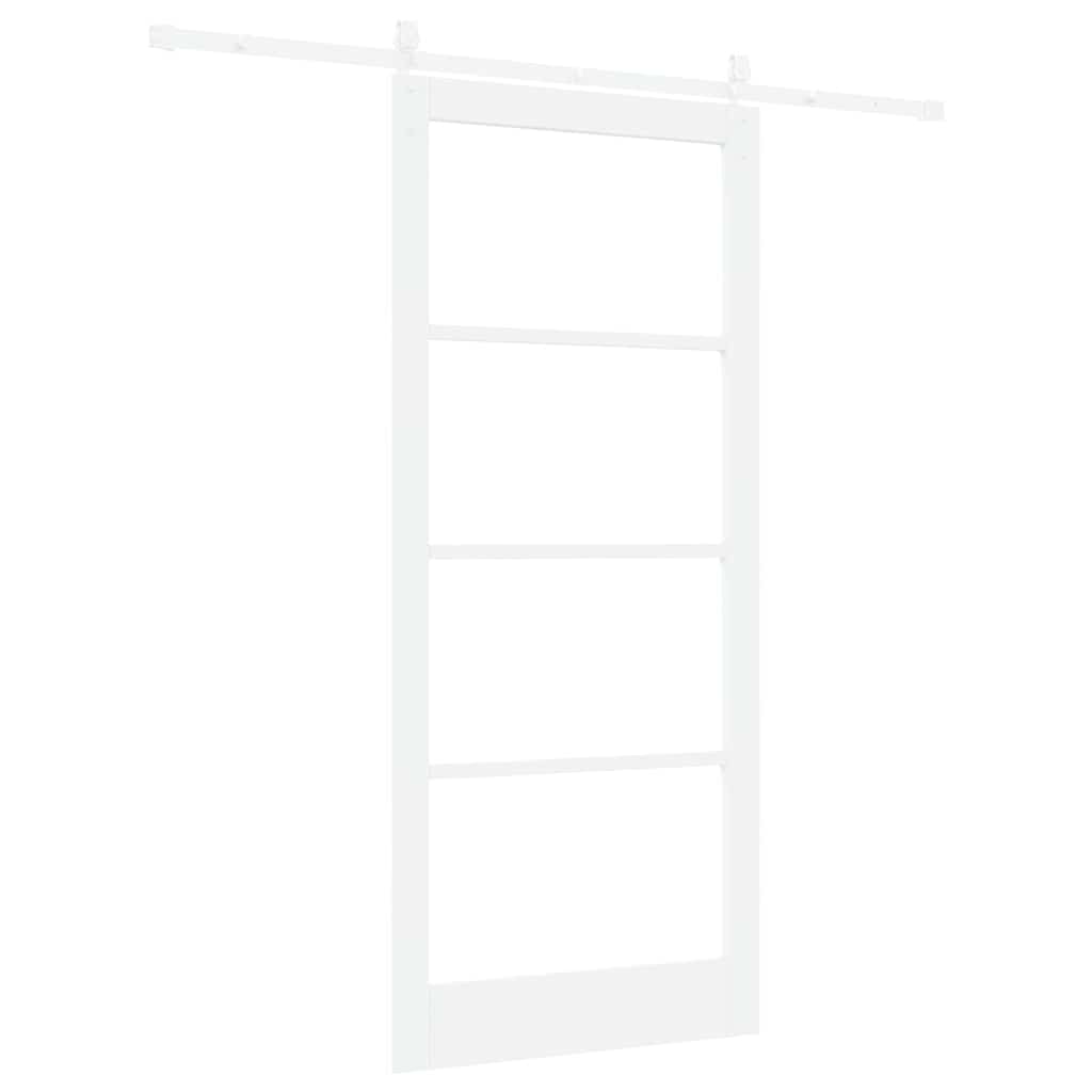 Skyvedør Hvit 93 x 211 cm Massivt furutre og glass