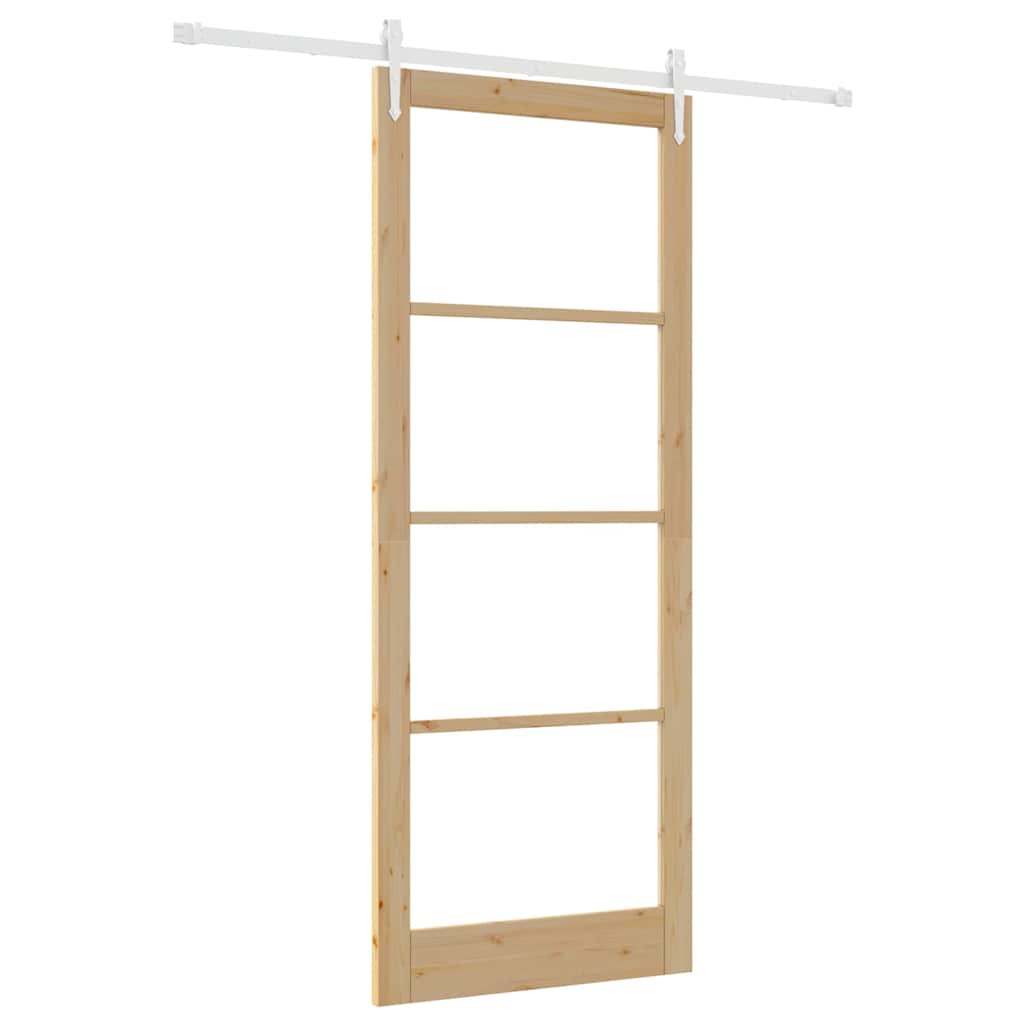Skyvedør Naturlig 93 x 232 cm Massivt furutre og glass