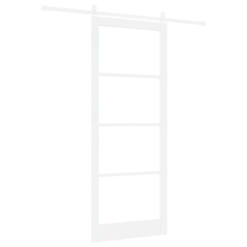 Skyvedør Hvit 93 x 232 cm Massivt furutre og glass