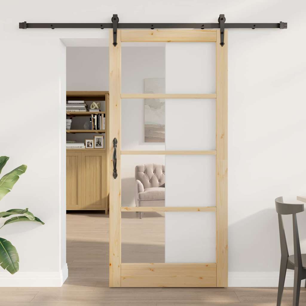 Skyvedør ORKDAL Naturlig 93 x 202 cm Massivt furutre og glass