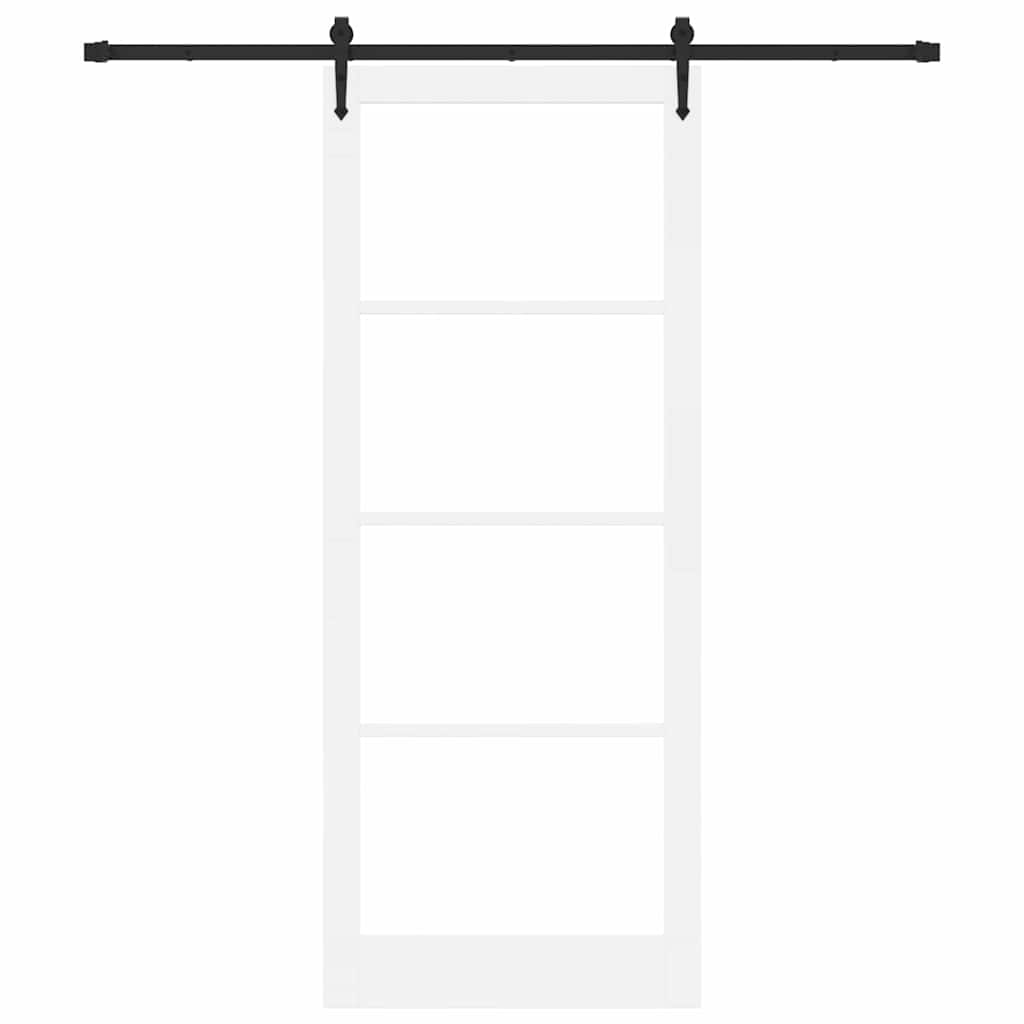 Skyvedør ORKDAL Hvit 93 x 232 cm Massivt furutre og glass