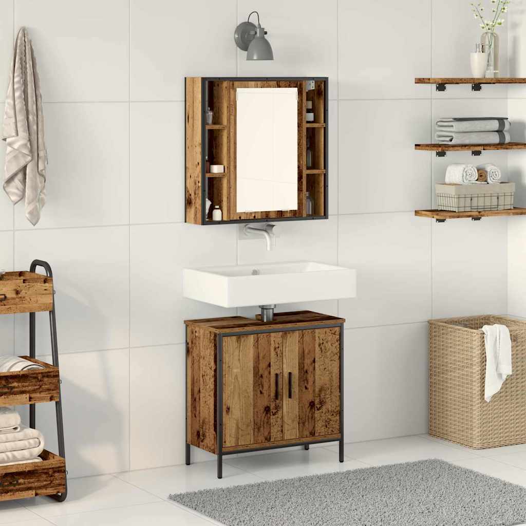 Baderomsinnredningssett med hylle 2 pcs Brun 60 x 30 x 60 cm