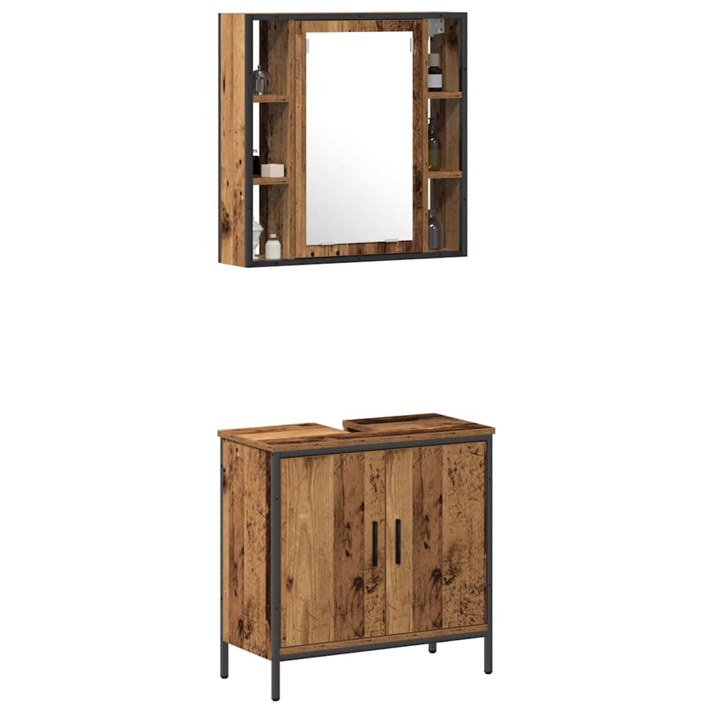 Baderomsinnredningssett med hylle 2 pcs Brun 60 x 30 x 60 cm