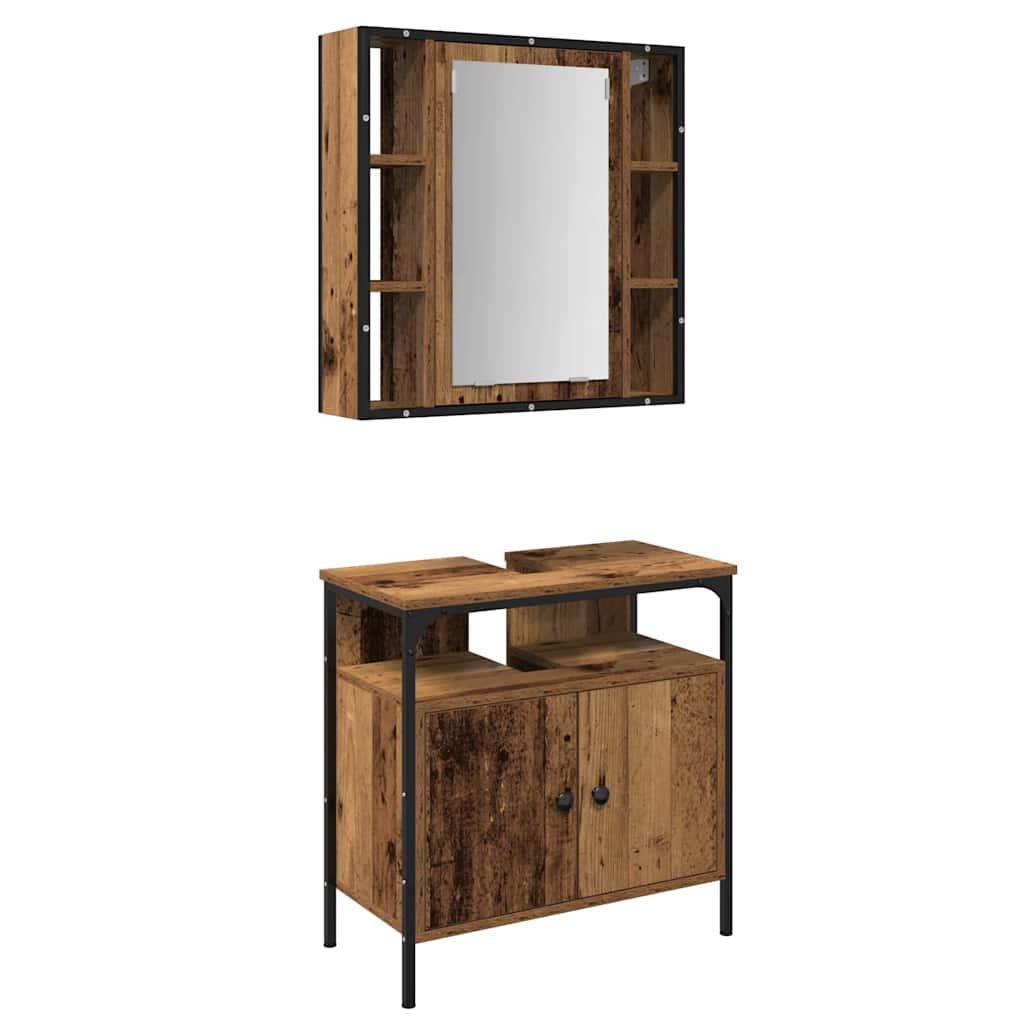Baderomsinnredningssett med hylle 2 pcs Brun 60 x 30 x 60 cm
