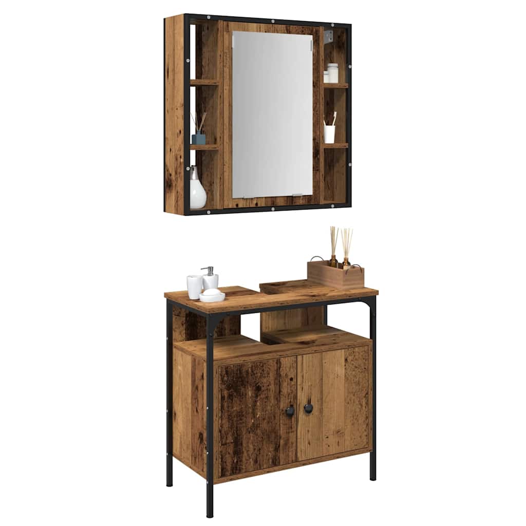 Baderomsinnredningssett med hylle 2 pcs Brun 60 x 30 x 60 cm