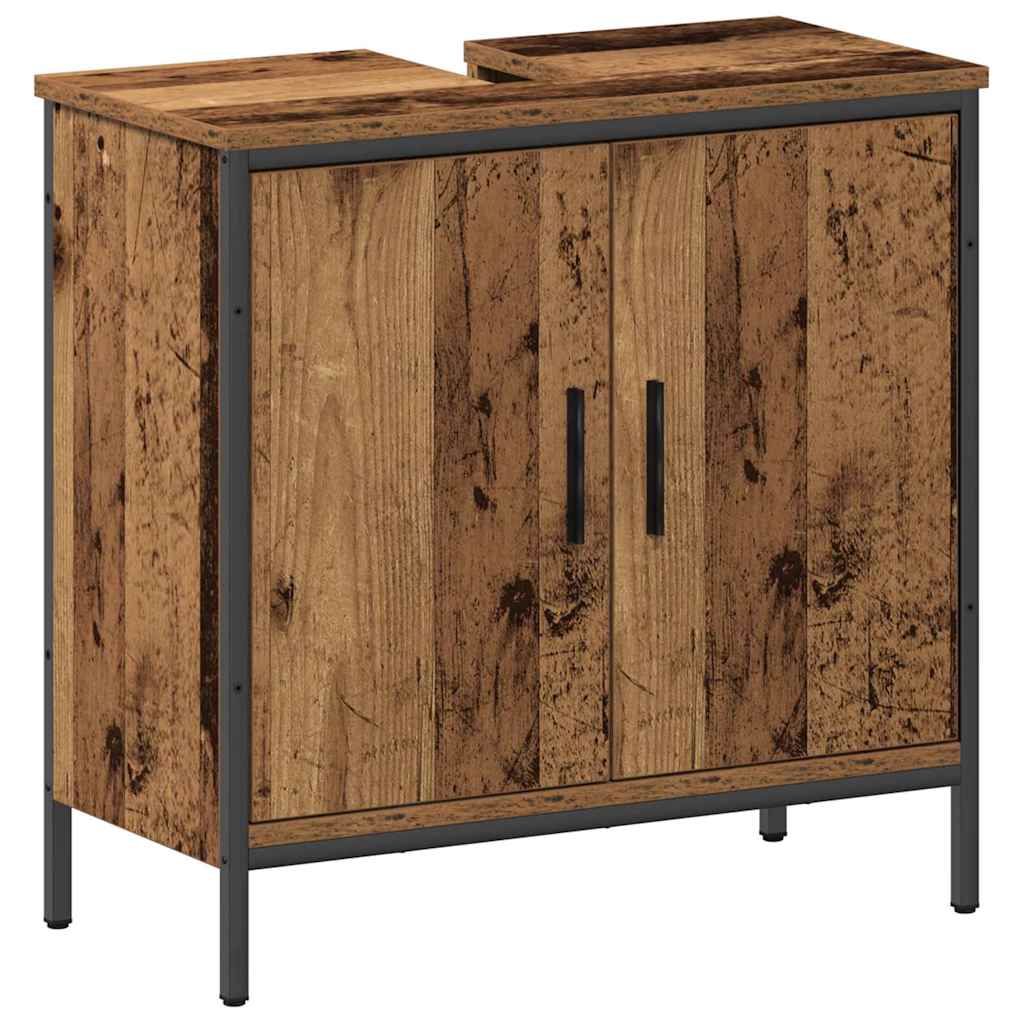 Baderomsinnredningssett med hylle 2 pcs Brun Konstruert tre