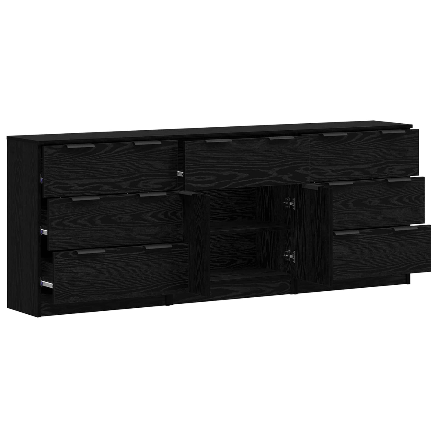 Serviesskap 3 pcs Svart Eik 181 x 30 x 70 cm Konstruert tre