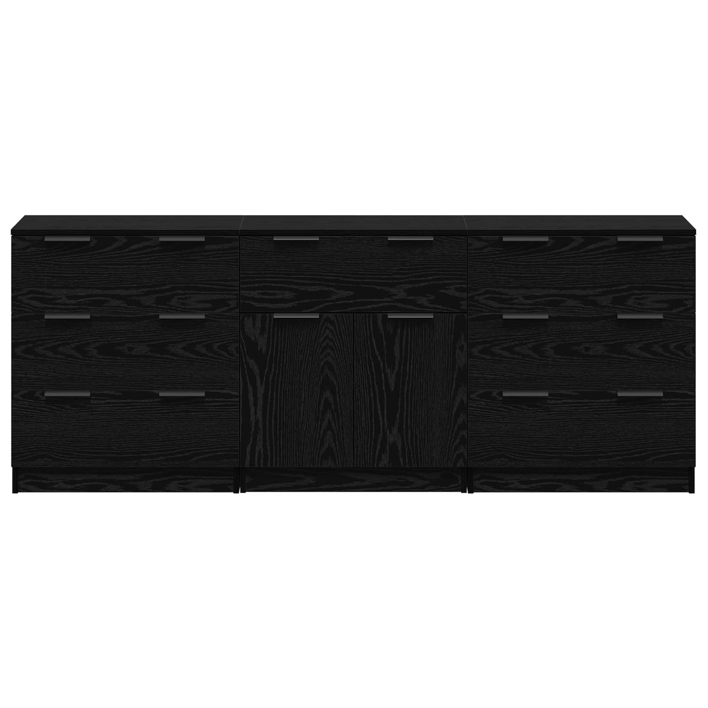 Serviesskap 3 pcs Svart Eik 181 x 30 x 70 cm Konstruert tre