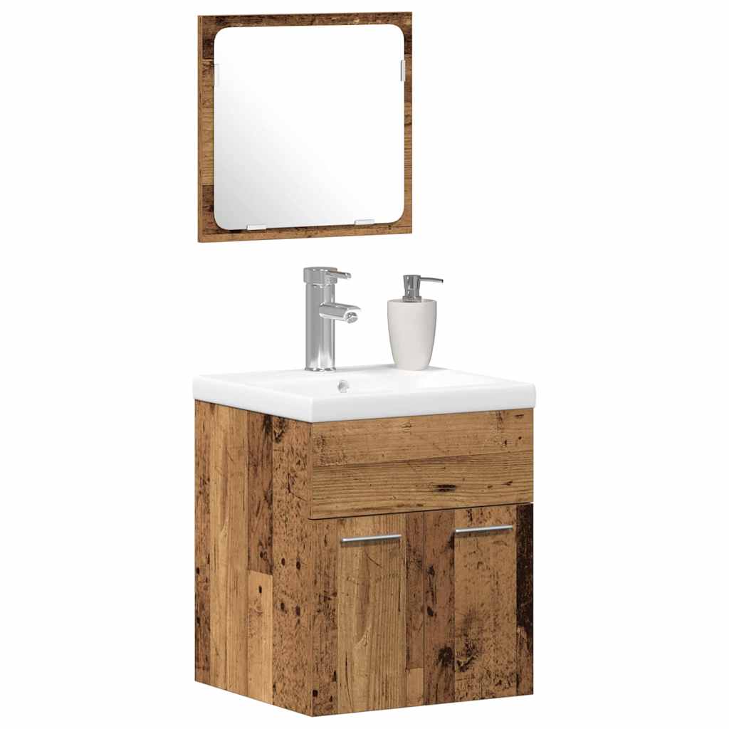 Baderomsinnredningssett 3 pcs Gamle tre 41 x 38.5 x 46 cm