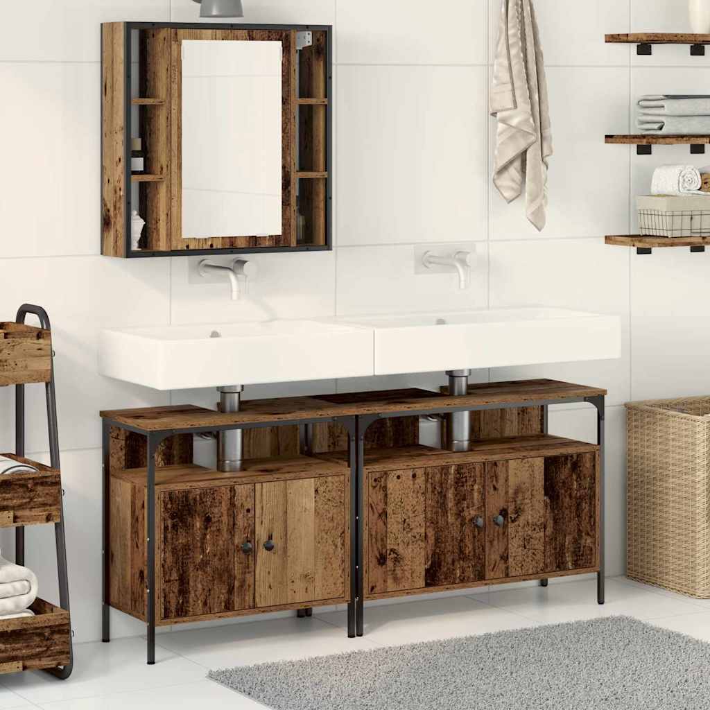 Baderomsspeilskap 3 pcs Brun 80 x 30 x 60 cm Konstruert tre