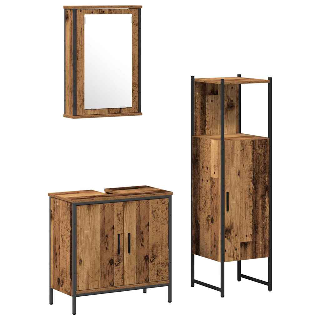 Baderomsinnredningssett med dør 3 pcs Brun 33 x 33 x 120.5 cm