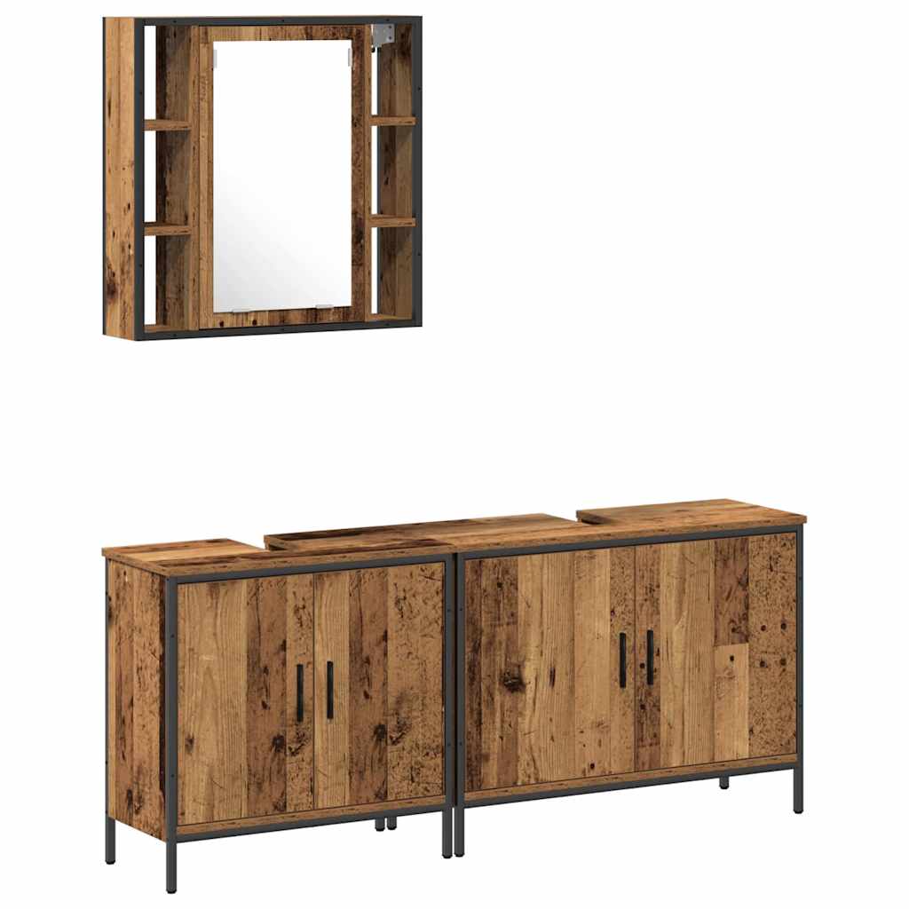 Baderomsinnredningssett med hylle 3 pcs Brun 60 x 16 x 60 cm