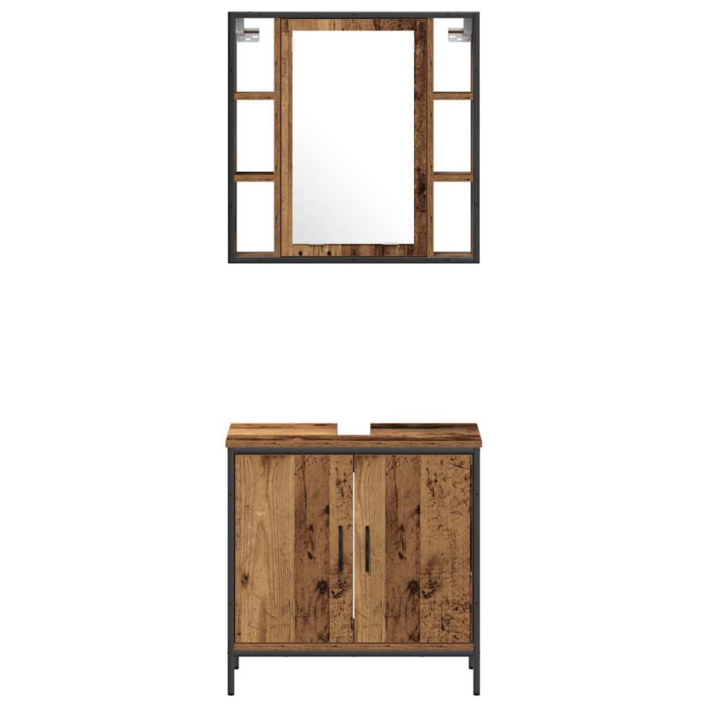 Baderomsinnredningssett med hylle 3 pcs Brun 60 x 16 x 60 cm