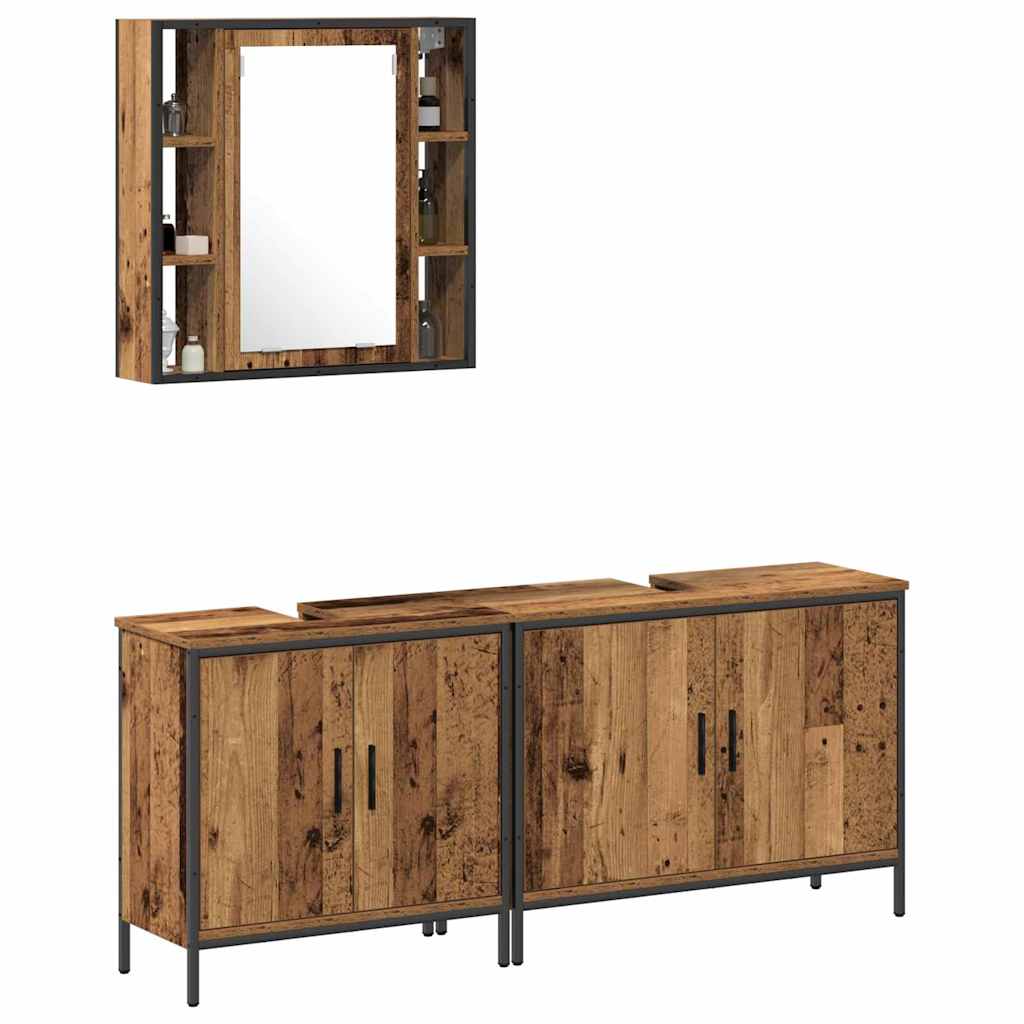 Baderomsinnredningssett med hylle 3 pcs Brun 60 x 16 x 60 cm