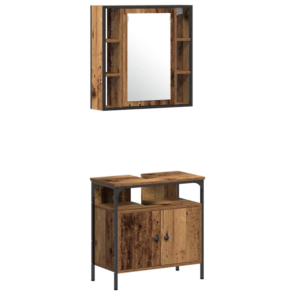 Baderomsinnredningssett med hylle 3 pcs Brun 60 x 30 x 60 cm