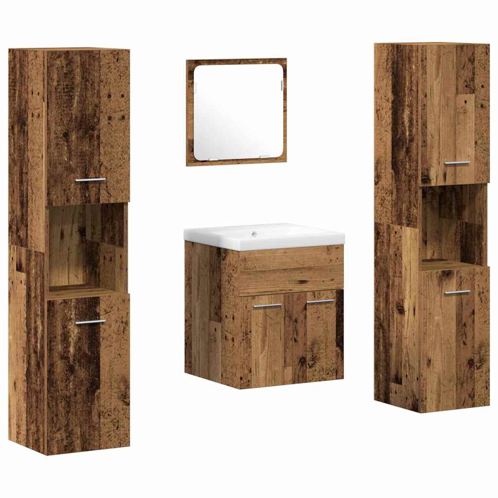 Bademøbelsett 4 pcs Gamle tre 41 x 38.5 x 46 cm Konstruert tre