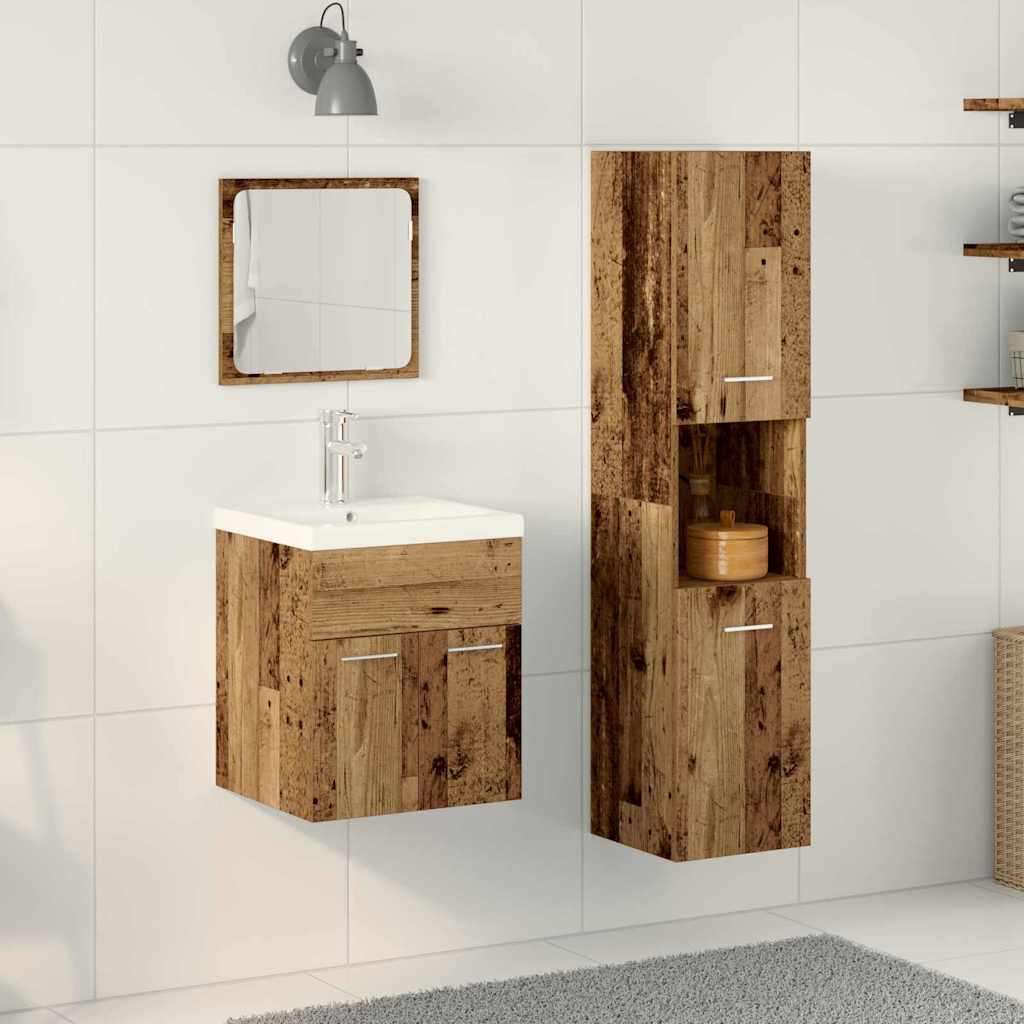Bademøbelsett 4 pcs Gamle tre 41 x 38.5 x 46 cm Konstruert tre