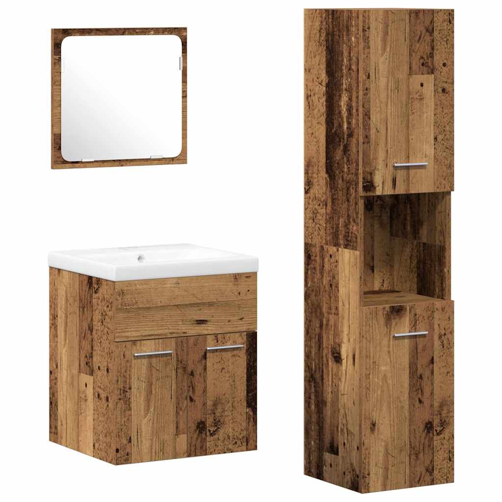 Bademøbelsett 4 pcs Gamle tre 41 x 38.5 x 46 cm Konstruert tre
