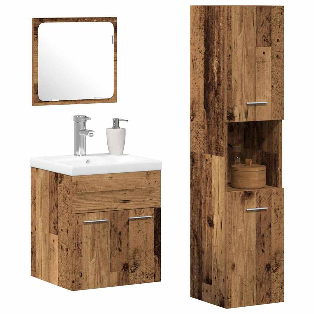 Bademøbelsett 4 pcs Gamle tre 41 x 38.5 x 46 cm Konstruert tre