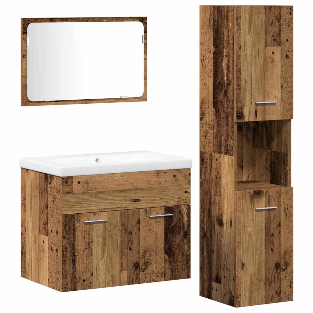 Baderomsinnredningssett med hylle 4 pcs Brun Konstruert tre vidaXL