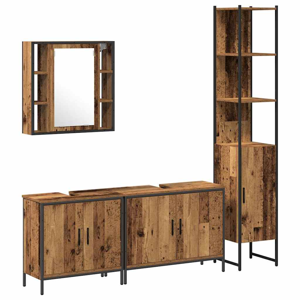 Baderomsinnredningssett med hylle 4 pcs Brun 33 x 33 x 185.5 cm