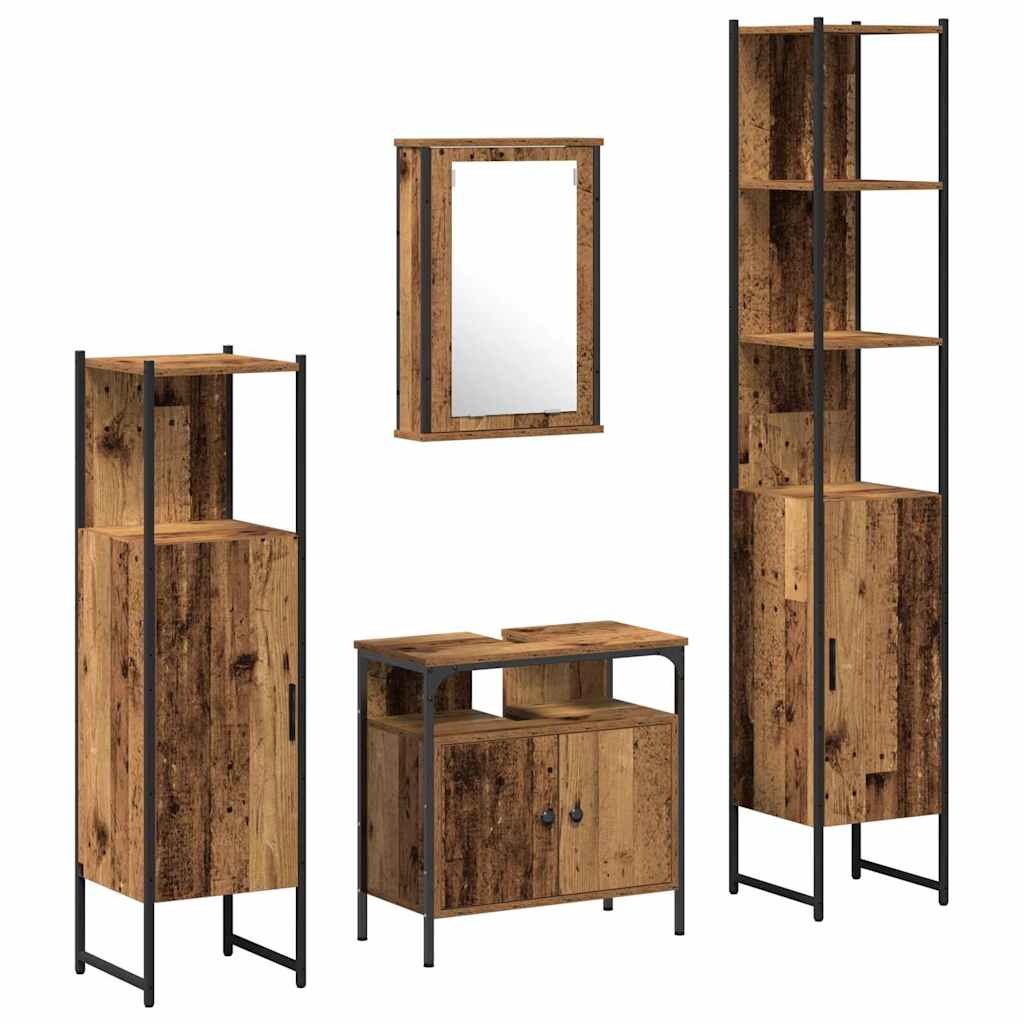 Baderomsinnredningssett 4 pcs Gammelt tre Konstruert tre
