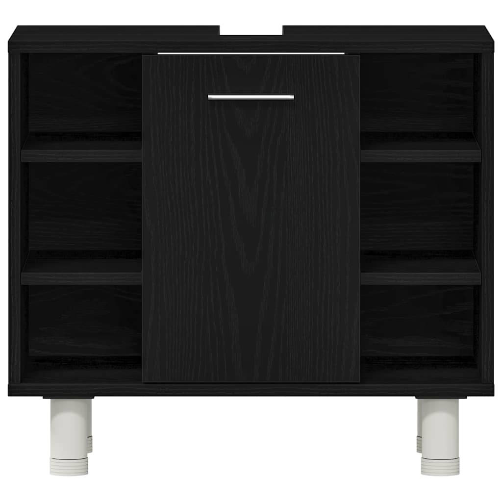 Baderomsinnredningssett med dør 3 pcs Svart 30 x 30 x 179,5 cm