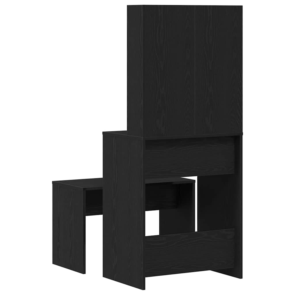 LED Sminkebordsett med speillys 2 pcs Svart Eik Konstruert tre