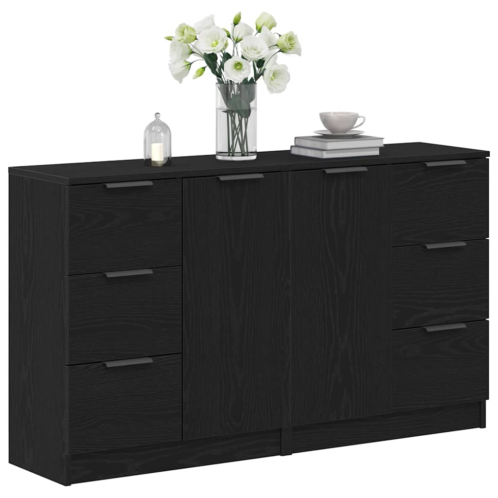 Serviesskap med skuff Svart Eik 120 x 30 x 70 cm Konstruert tre