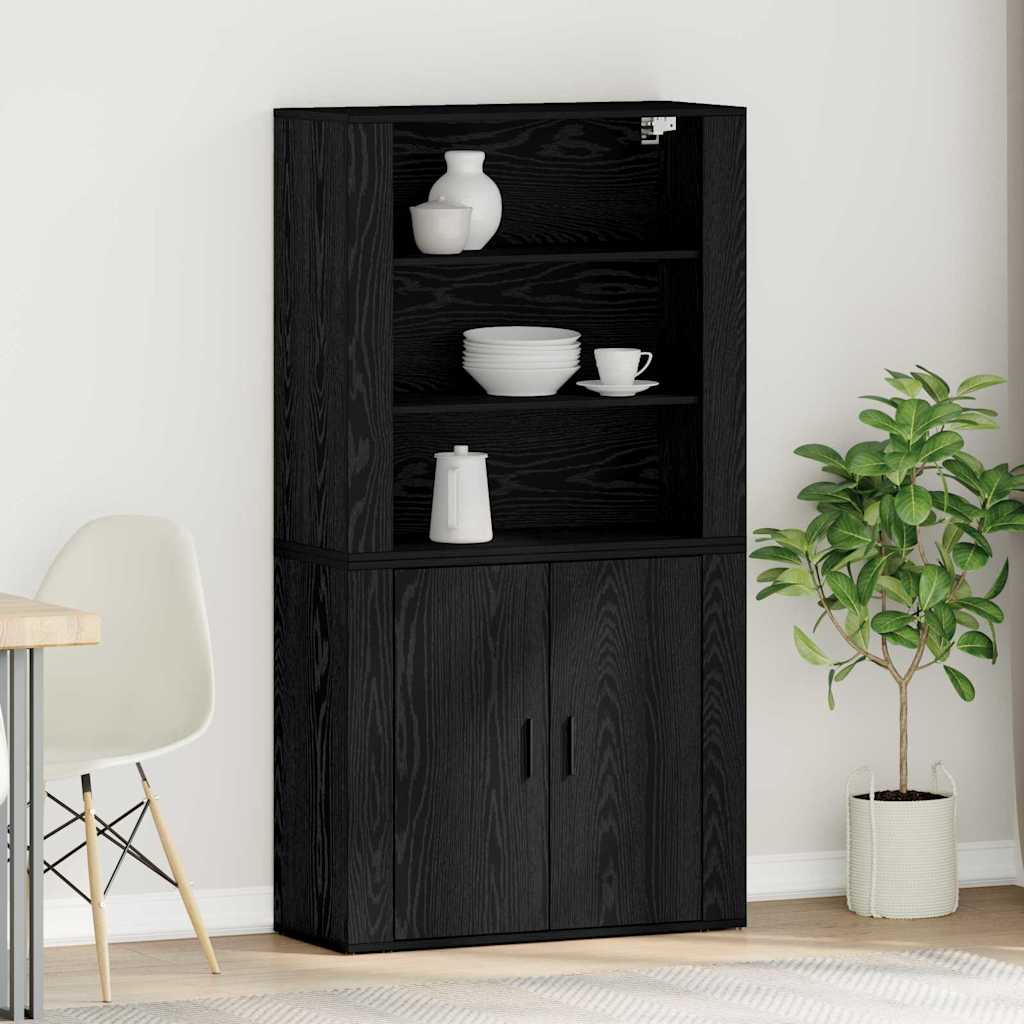 Høyskap Svart Eik 80 x 33 x 150 cm Konstruert tre vidaXL