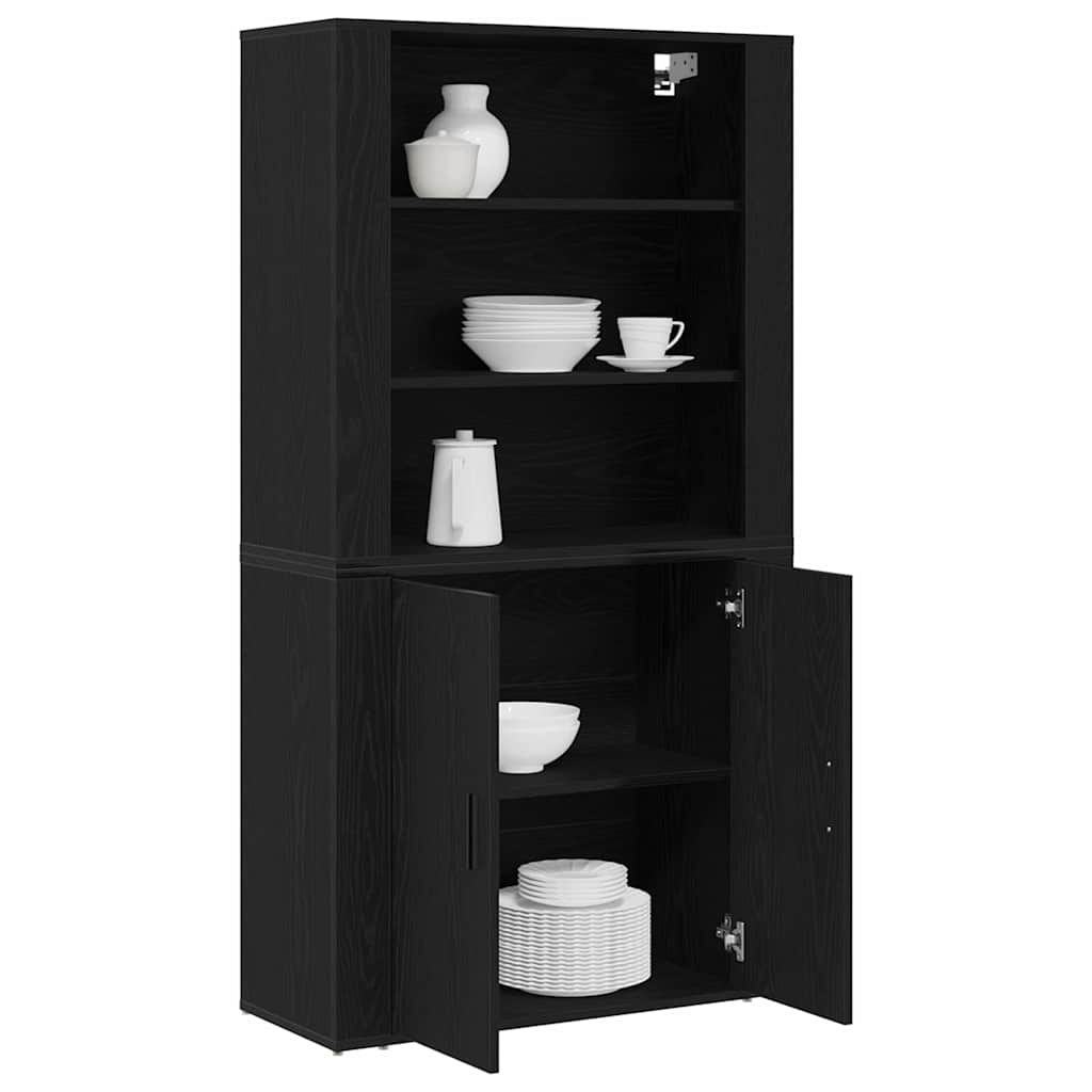 Høyskap Svart Eik 80 x 33 x 150 cm Konstruert tre vidaXL