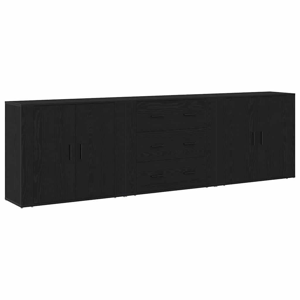 Serviesskap med skuff Svart Eik 240 x 33 x 70 cm Konstruert tre