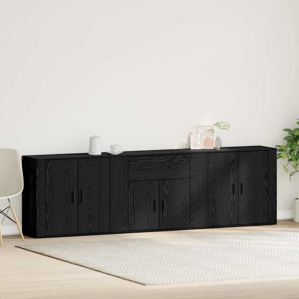 Serviesskap med skuff Svart Eik 240 x 33 x 70 cm Konstruert tre vidaXL