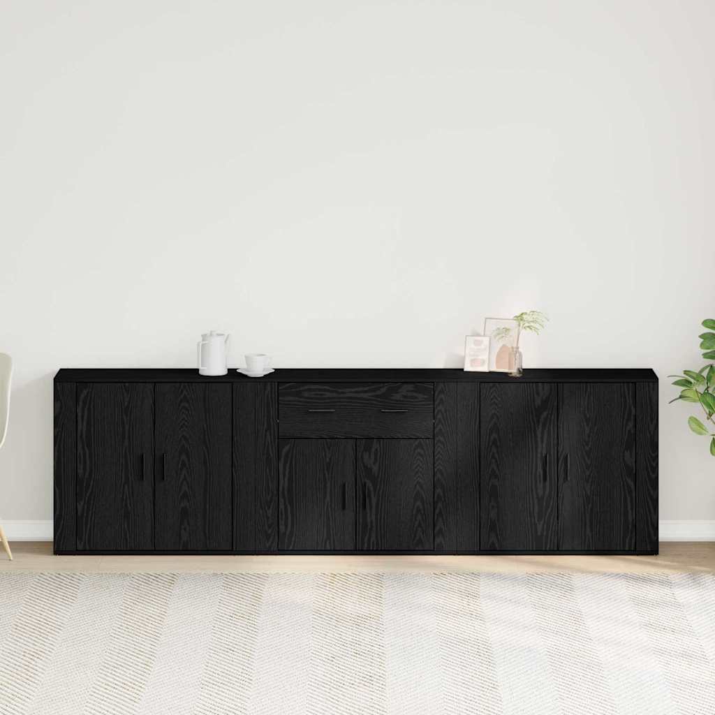 Serviesskap med skuff Svart Eik 240 x 33 x 70 cm Konstruert tre vidaXL